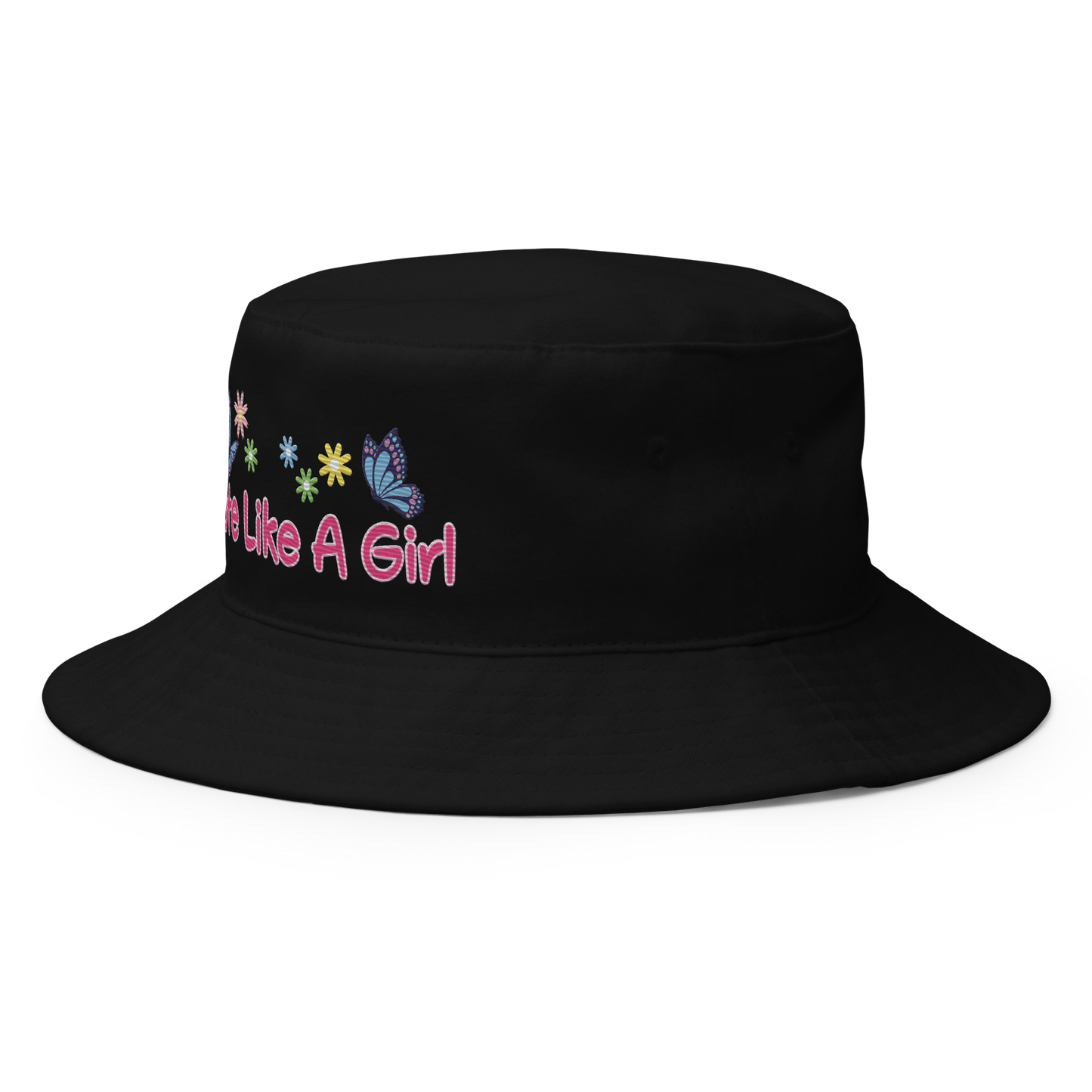 • Embroidered Bucket Hat in Cotton, 'Vote Like A Girl'