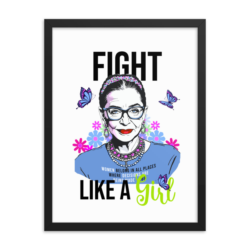 • Framed Poster Ruth Bader Ginsburg 'Fight like a Girl'