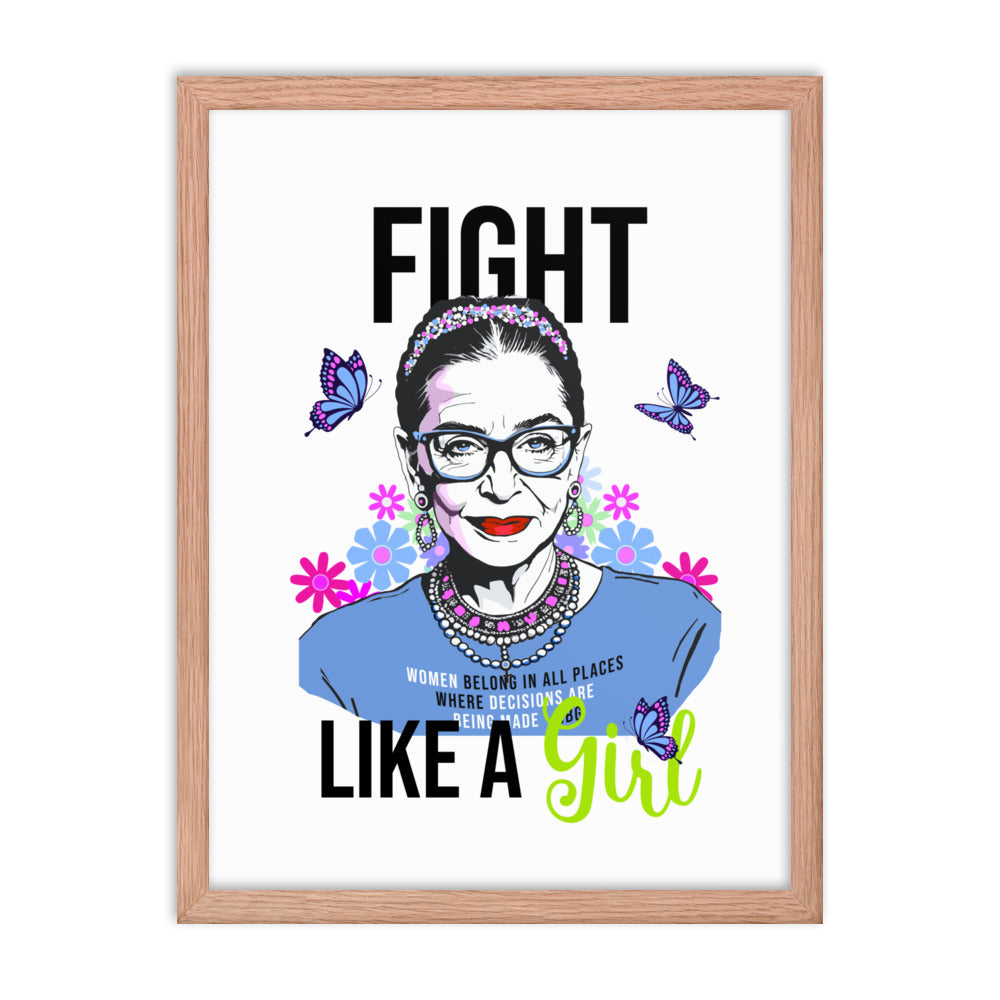 • Framed Poster Ruth Bader Ginsburg 'Fight like a Girl'