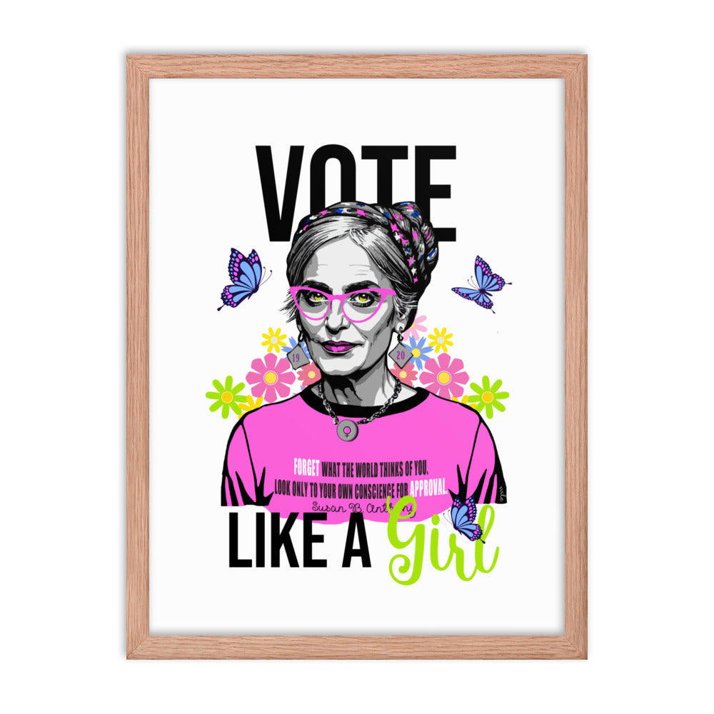 • Framed Poster Susan B Anthony 'Vote like a Girl'