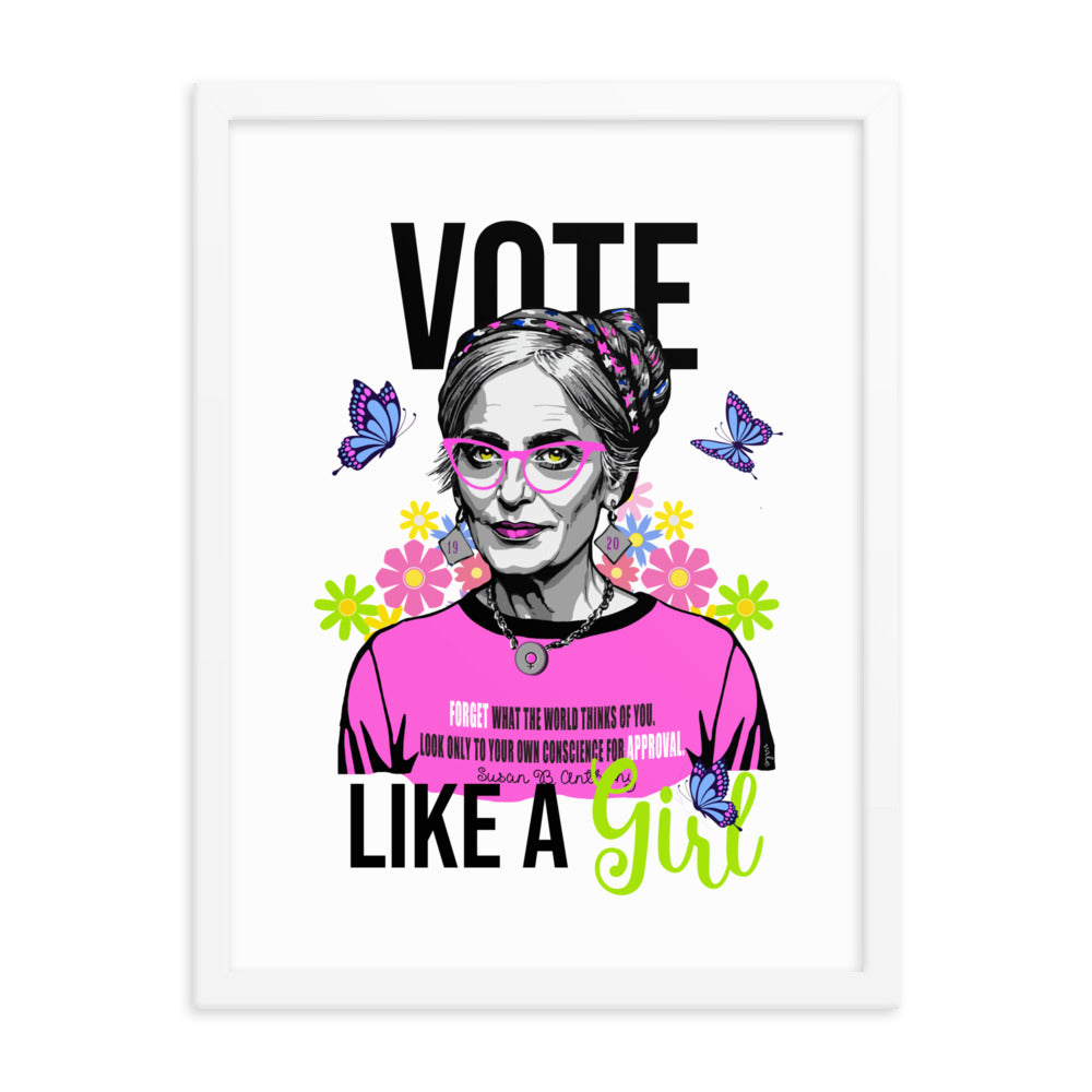 • Framed Poster Susan B Anthony 'Vote like a Girl'