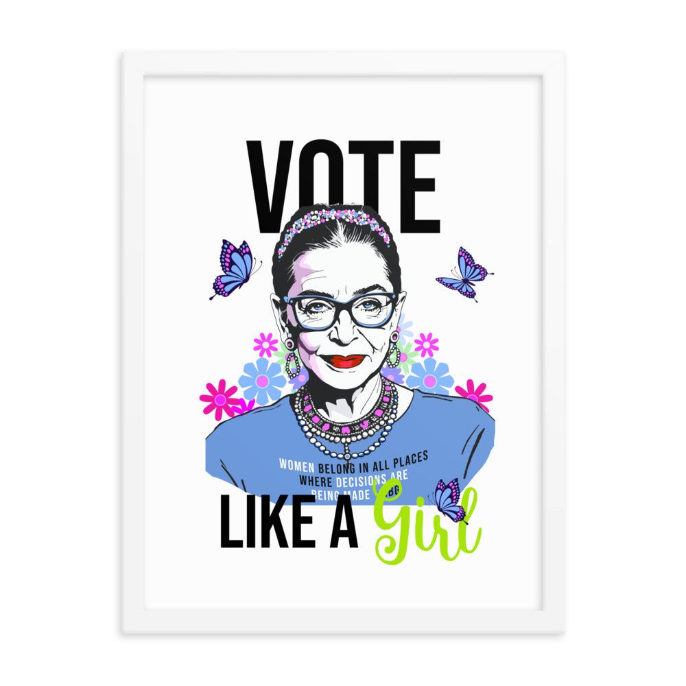 • Framed Poster Ruth Bader Ginsburg 'Vote Like a Girl'